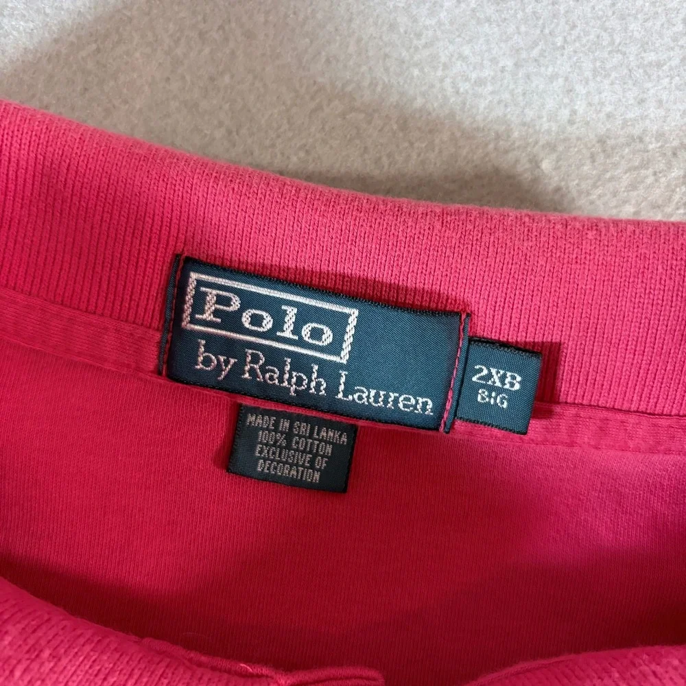 Polo Ralph Lauren Mens 2XB Big Pink Short Sleeve Cotton Polo Shirt Green Pony